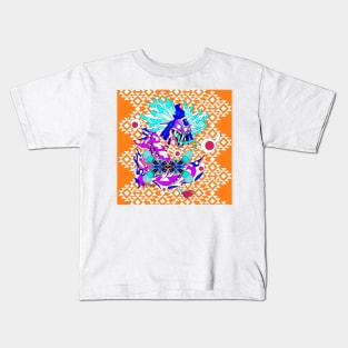 quetzalcoatl dragon in mexican tribal aztec art ecopop pattern beast orange Kids T-Shirt